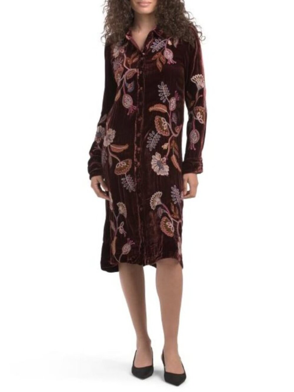 JOHNNY WAS Velvet Shirt Dress